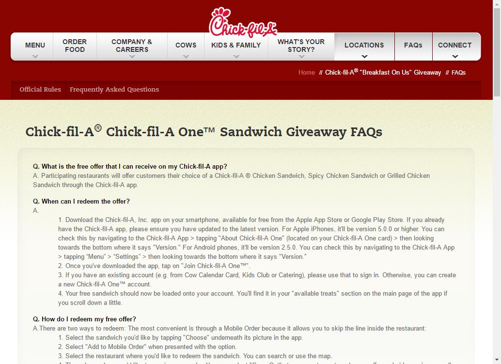 Free ChickfilA Sandwich in June (mobile app) FREE THINGY